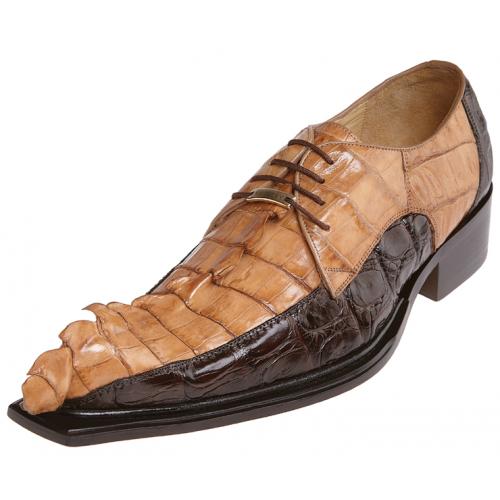 Belvedere "Zeno" Brown / Camel All-Over Hornback Crocodile With Crocodile Tail Shoes 3400
